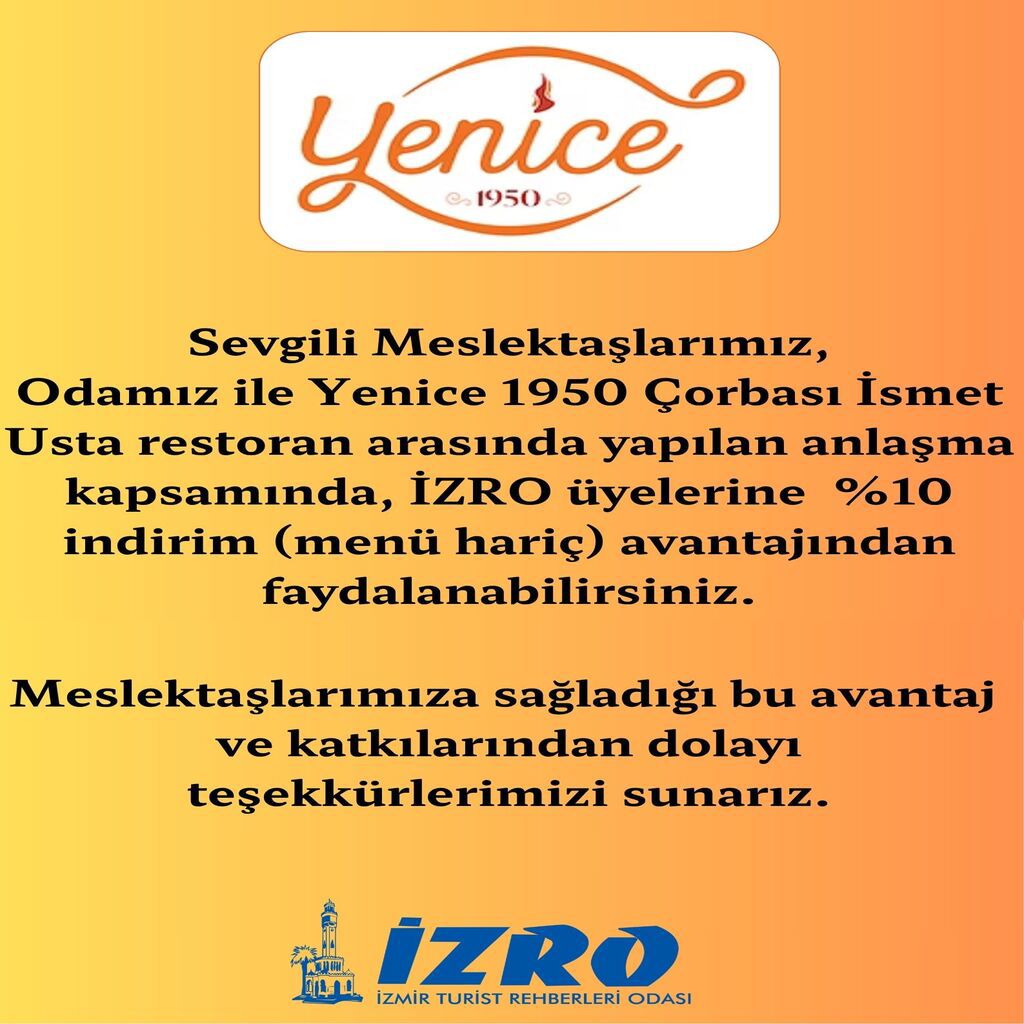 Odamız ile Yenice 1950 Çorbası İsmet Usta restoran arasında yapılan anlaşma